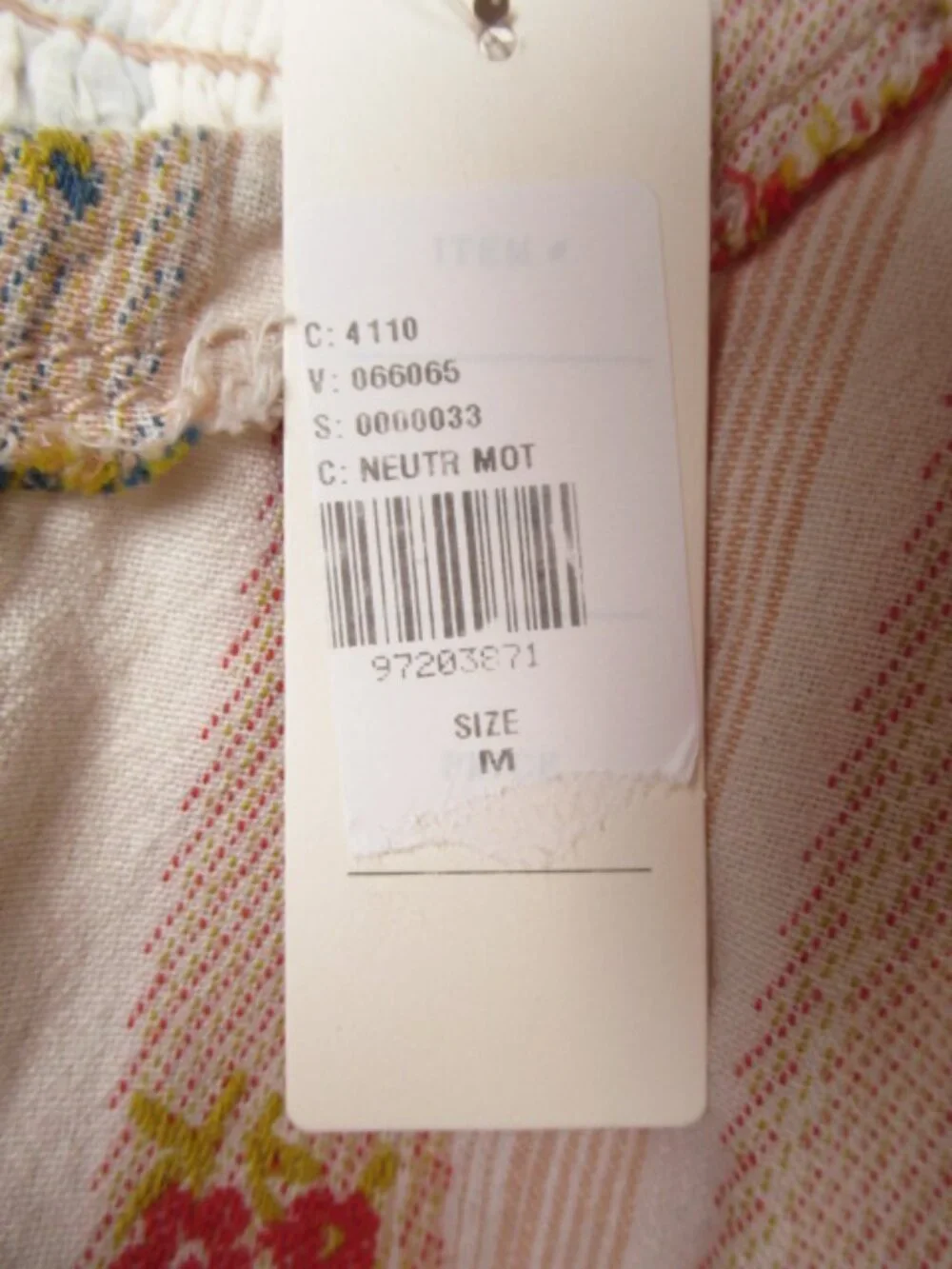 Anthropologie Pilcro Puff-Sleeve Peplum Blouse Neutral Motif Floral Cream M